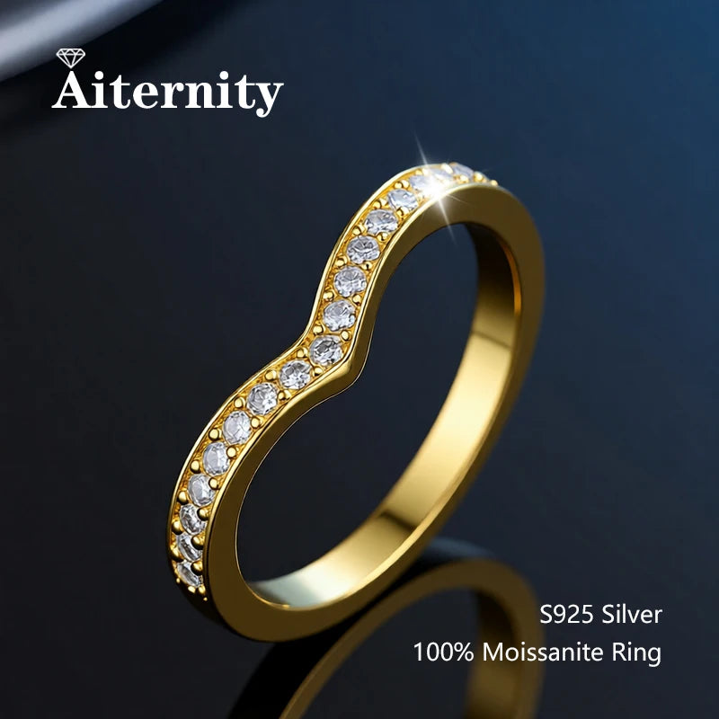 100% Pass Diamond tester Pen Moissanite Ring Matching Wedding Diamond Band for Women 925 Sterling Silver Female Single Tail Ring