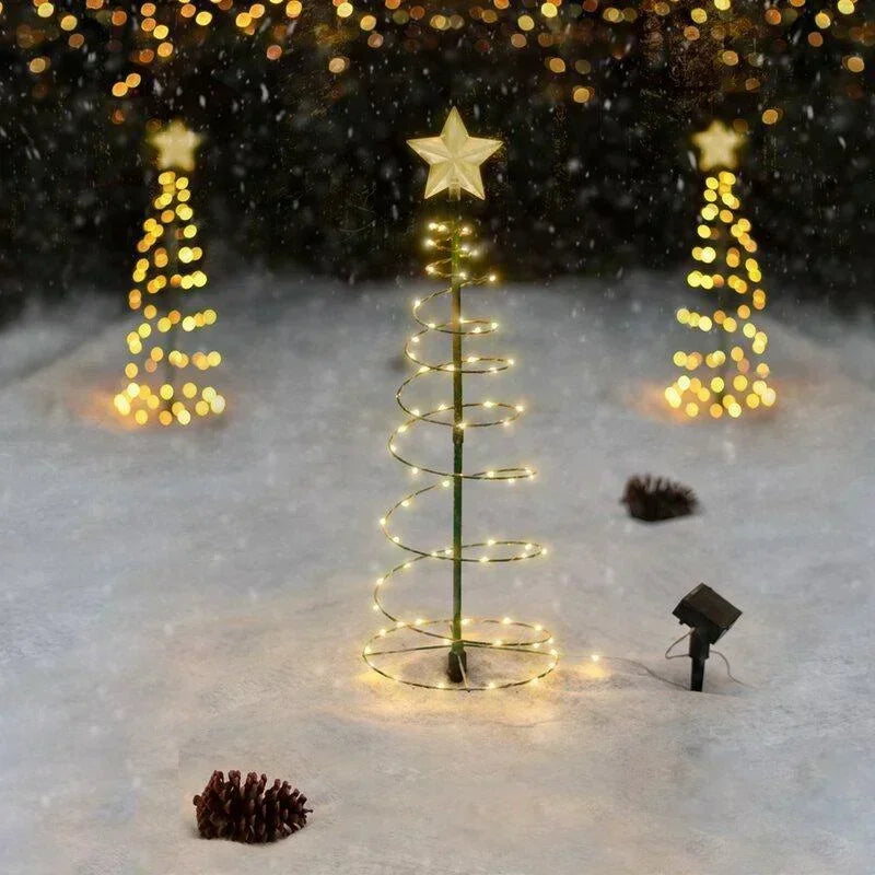 Solar Christmas TreeOutdoor Stand Garden LED Ground Lamp String Saterproof IP65 Star Lantern Decorative Home Decor