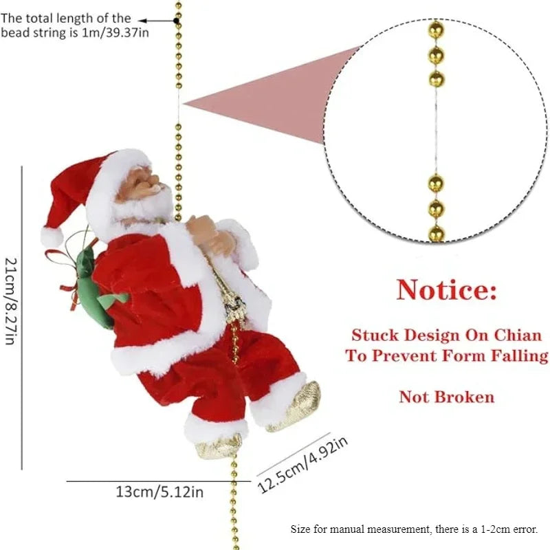 Electric Climbing Santa Claus Christmas Ornament Festive Decoration for Kids Gift Shopping Mall Holiday Scene Display