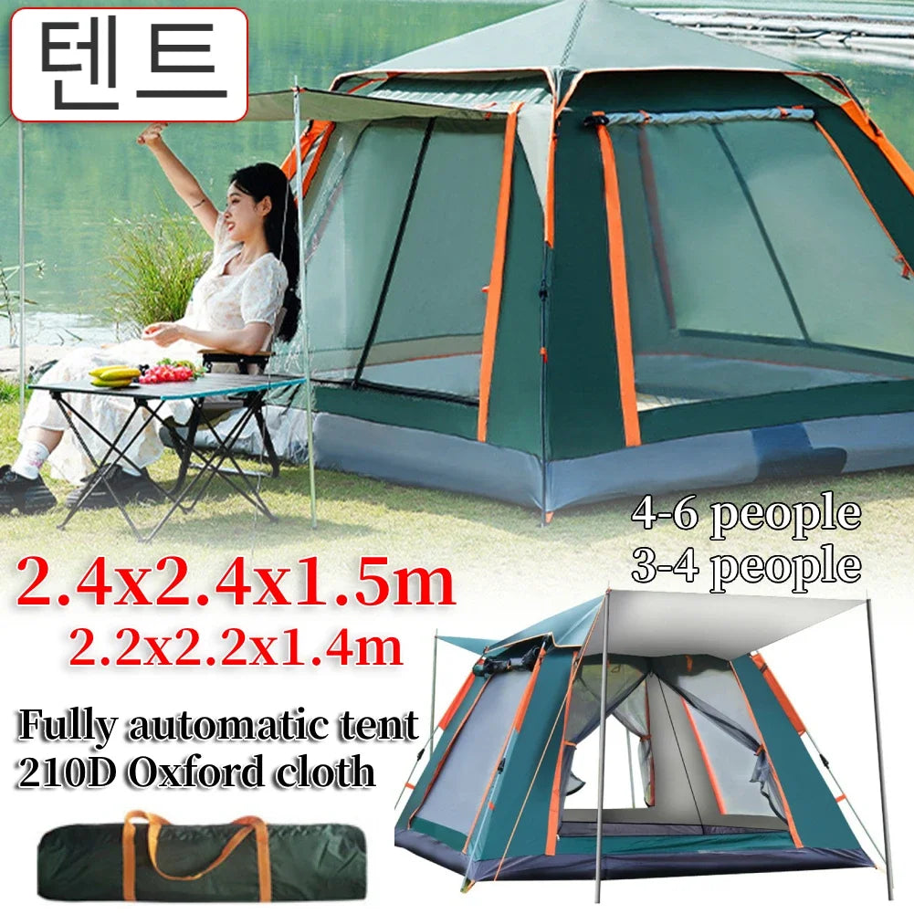 Instant Pop-Up Camping Tent with Canopy (3–6P)