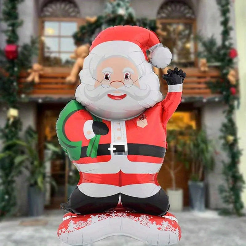 1pc 47-Inch Giant Standing Santa Claus Inflatable Balloon - for Christmas & Birthday Party Decorations, Aluminum Foil, Santa
