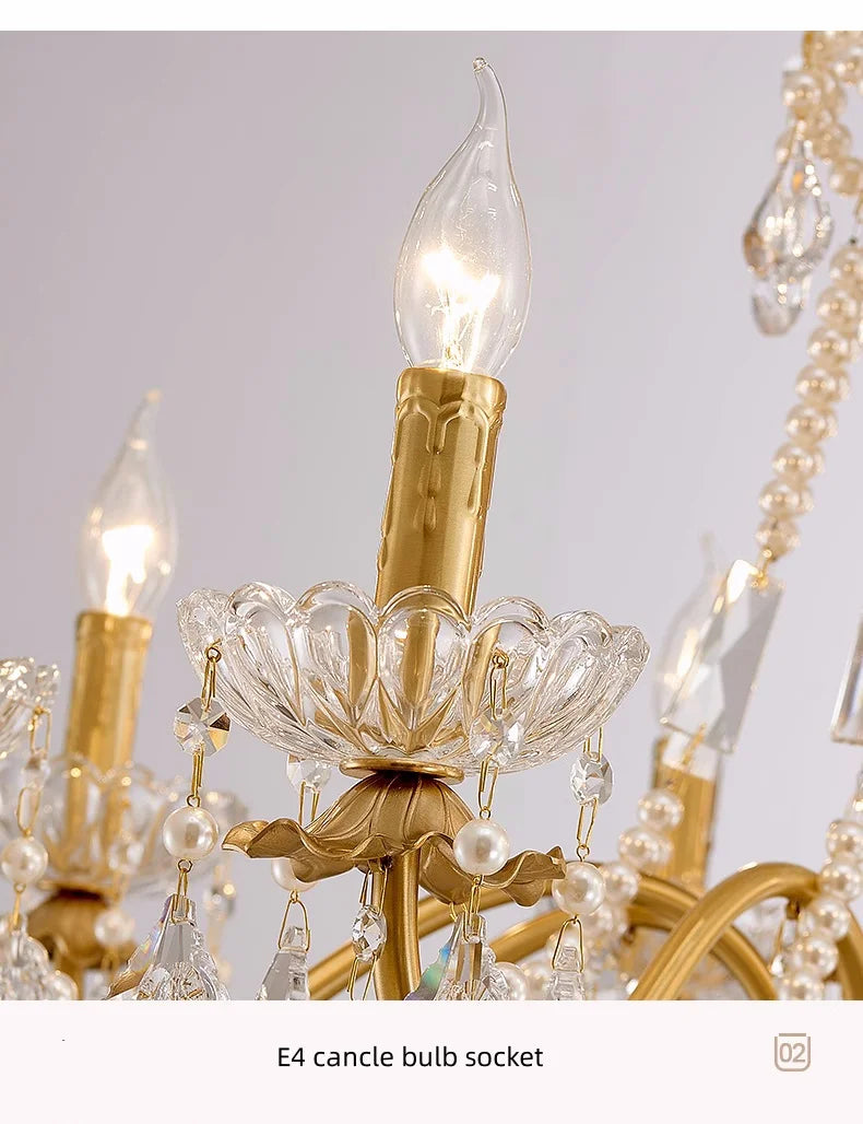 French Luxury Candle Chandelier Foyer Lustre K9 Crystal Pendant Lights French Candle Droplight Home Decor Led Lamparas Lamp