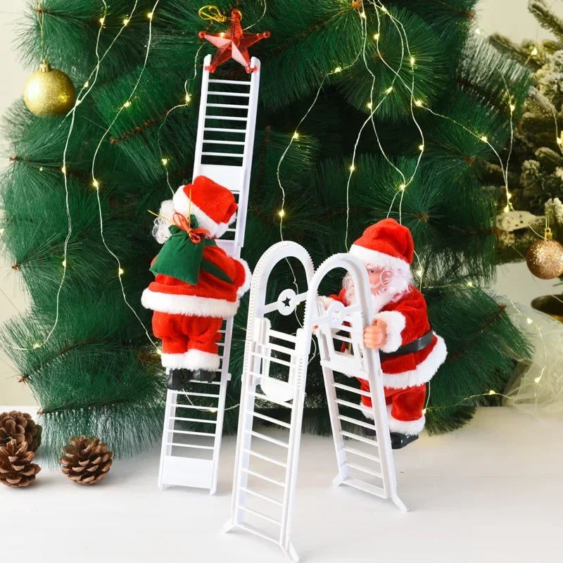 Electric Climbing Santa Claus Christmas Ornament Festive Decoration for Kids Gift Shopping Mall Holiday Scene Display