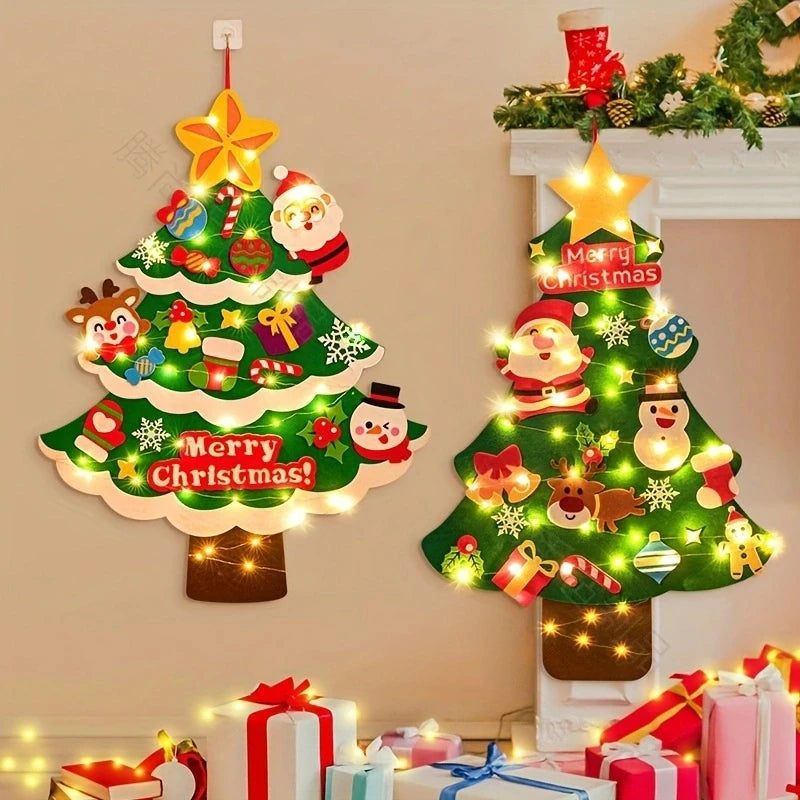 DIY Felt Christmas Tree Christmas Decoration for Home Navidad 2022 New Year Christmas Ornaments Santa Claus Xmas Kids Gifts