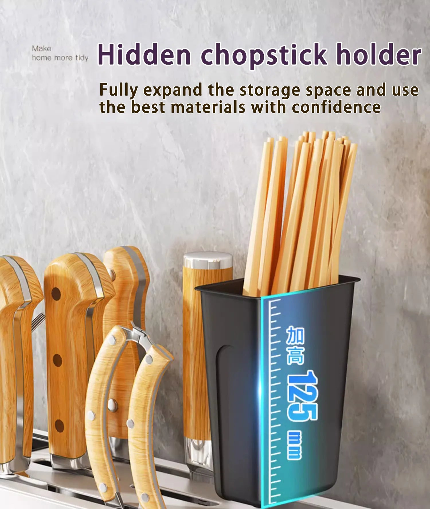 Kitchen Knife Holder Storage Rack Wall-Mounted Multi-purpose Storage Knife Rack Detachable Stainless Steel With Brackets Hooks