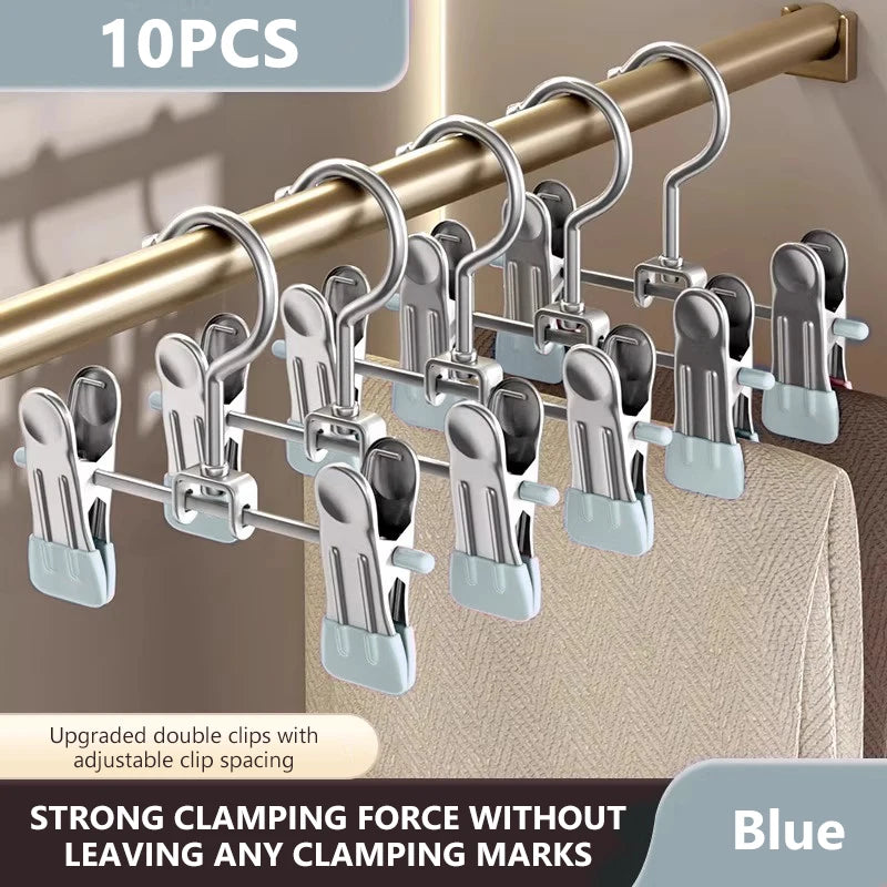 Stainless Steel Multi-Functional Clothes Hanger Clips – Wardrobe Organizer