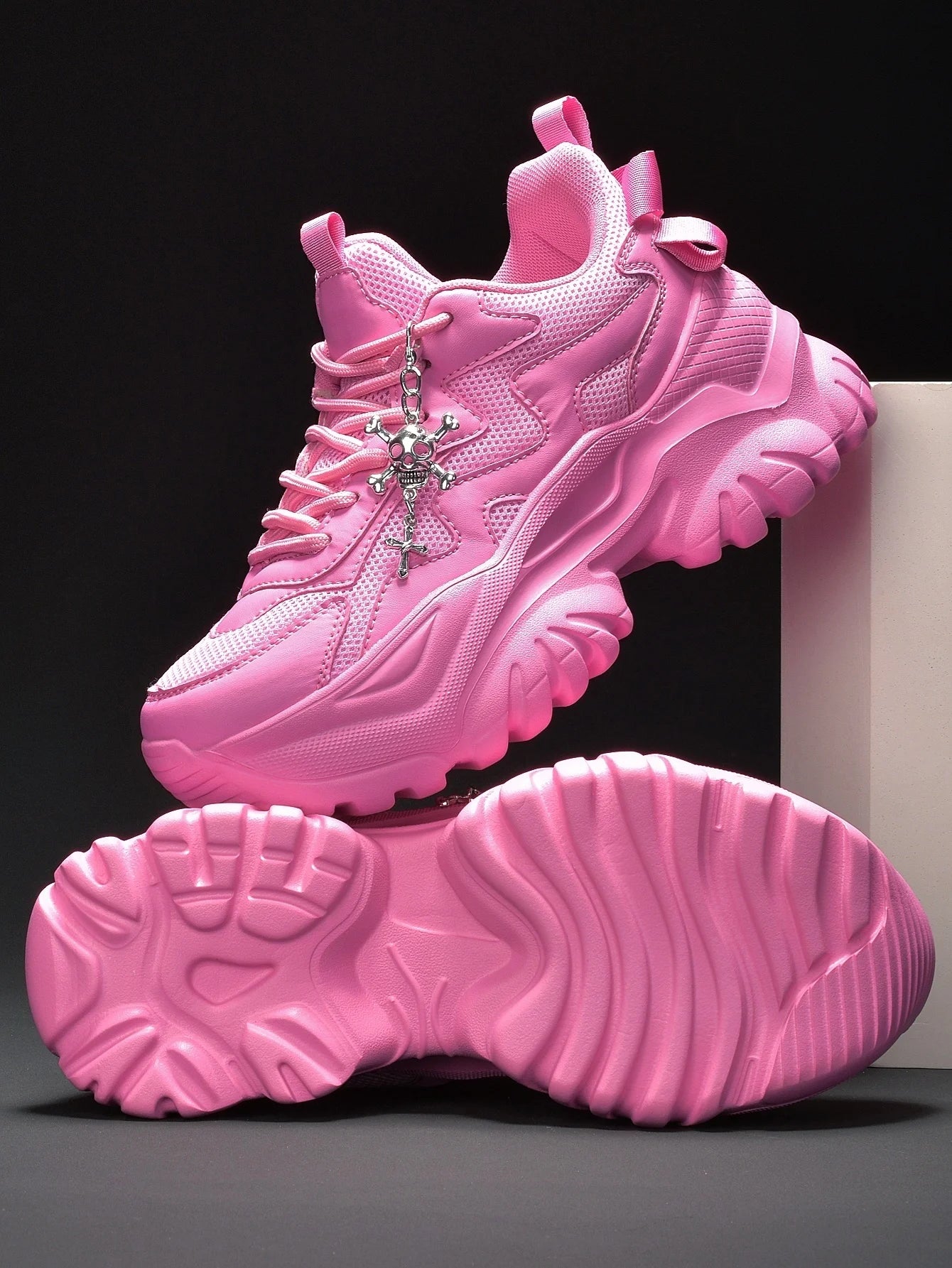 Women’s Punk Platform Sneakers Lace-Up High Heel Shoes