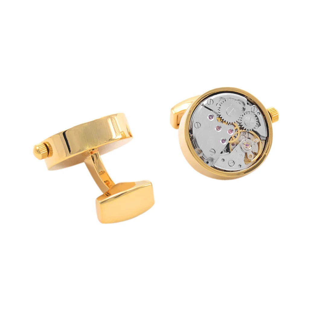SAVOYSHI Mechanical Watch Movement Mens Shirt Cufflinks Functional Self Rotating Watch Mechanism Gears Cuff Links Gift