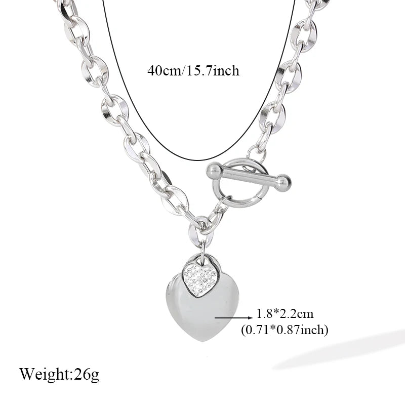 Double Heart Necklace & Bracelet Set for Women
