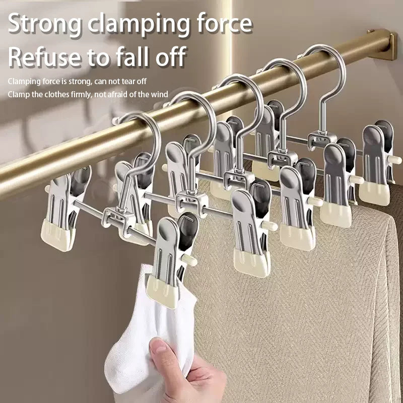 Stainless Steel Multi-Functional Clothes Hanger Clips – Wardrobe Organizer