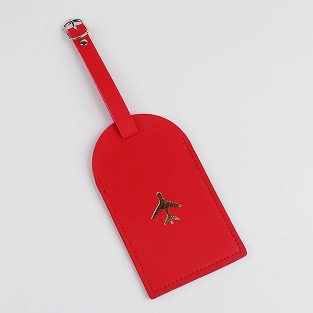 Luggage Tag Suitcase Luggage Label PU Leather Baggage Boarding Bag Tag Portable Travel Accessories Name ID Address Holder