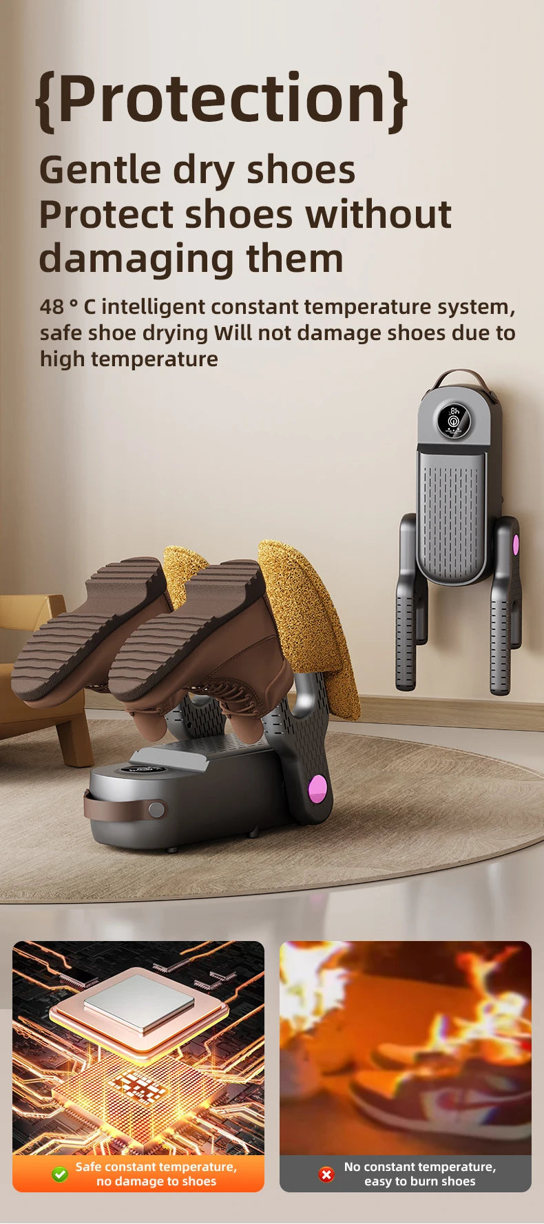 Shoe Dryer Boot Warmer UV Sterilizer Fast Drying Deodorizer Intelligent Timer for Boots Sneakers Home Use Portable Electric