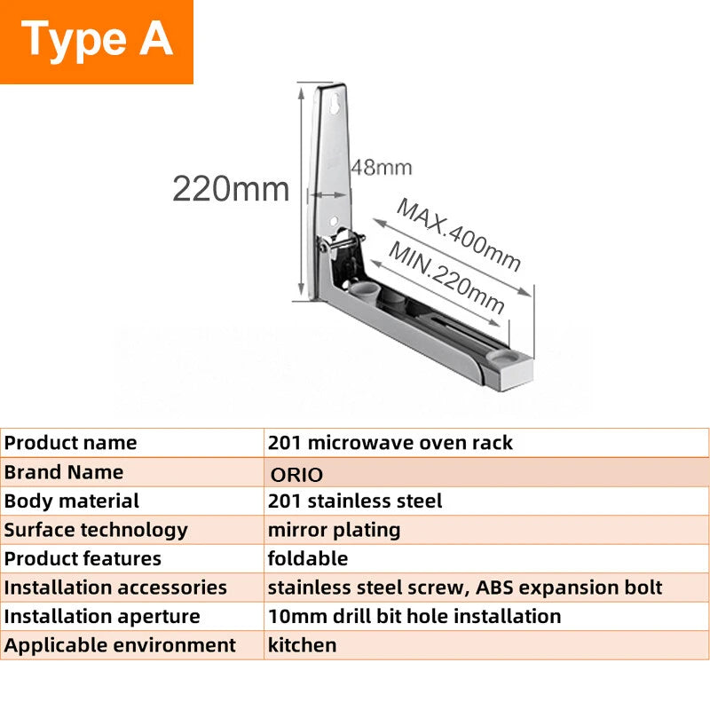 Microwave Oven Holder Folding Rack Stainless Steel Kitchen Shelf Foldable Retractable Bracket Oven Rack Hooks Telescopic Shelves