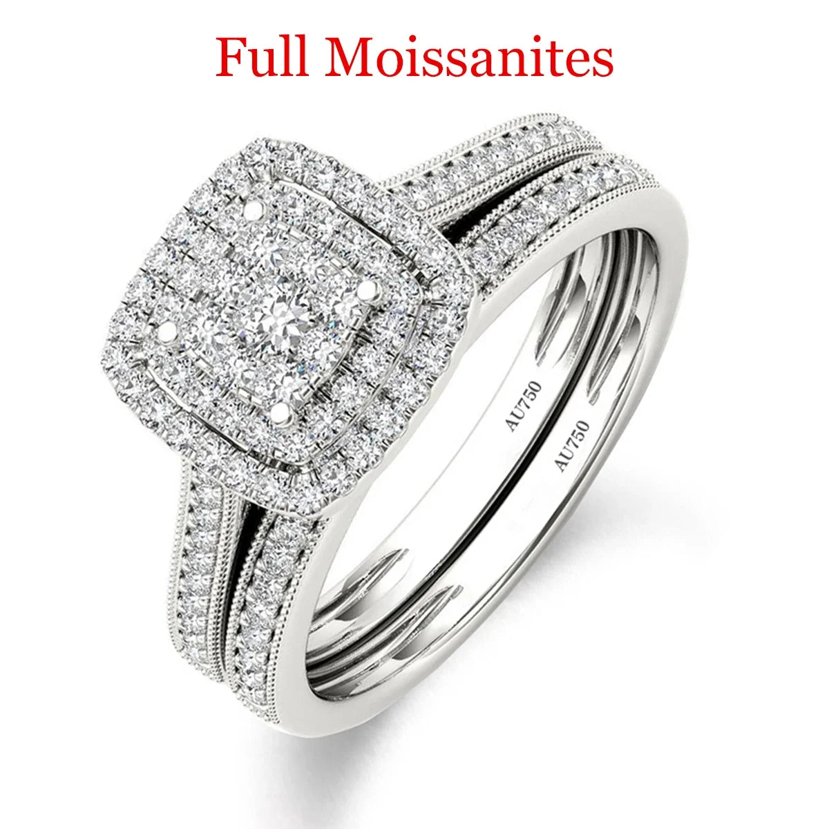 Rose Gold 2 Pieces Moissanite Ring Set For Woman D Color VVS1 Original 925 Silver Certified Bridal Jewelry Luxury Wedding Gift