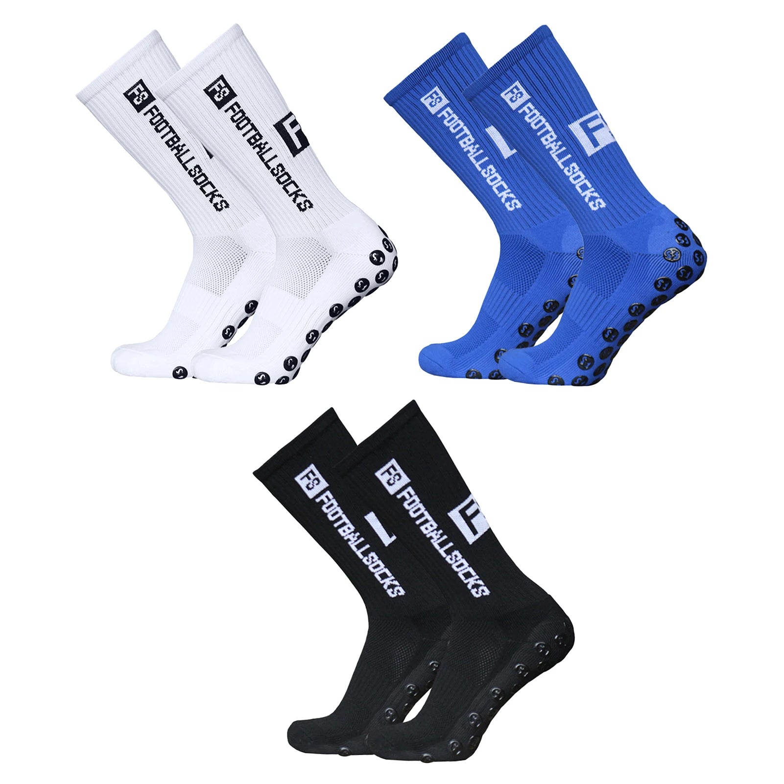Lixada 3 Packs Sports Socks Athletic Stockings Anti-slip Quick Dry Football Soccer Socks For Football Basketball Hockey Running