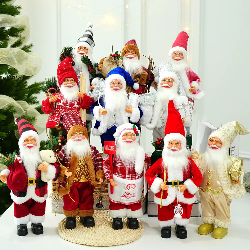 30cm Cute Santa Claus Doll Standing Santa Claus Statue 2025 Xmas Tree Ornament Christmas Decor Home Navidad Gift New Year 2026