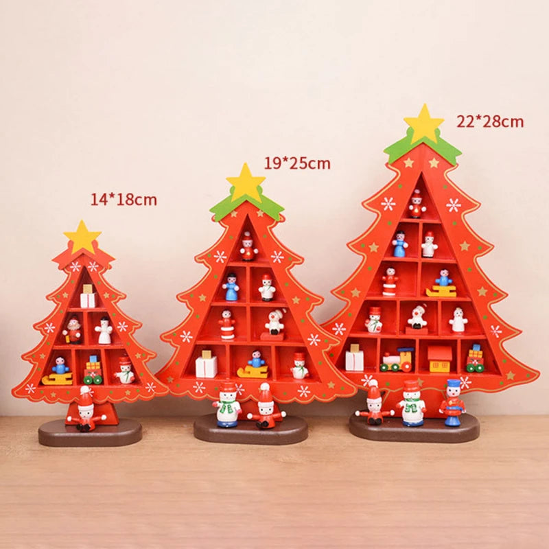 Christmas Decorations DIY Wooden Xmas Tree Table Desktop Ornaments Wood 3D Christmas Tree Craft For Navidad New Year Kids Gifts