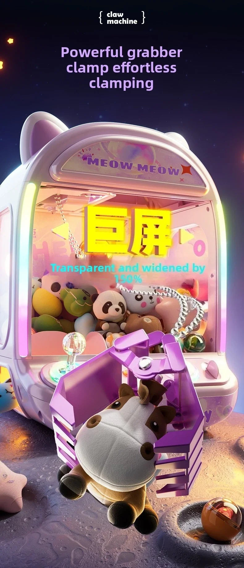 DIY Automatic Doll Machine Kids Coin Operated Play Game Mini Claw Catch Toys Crane Machines Music Doll for Christmas gifts