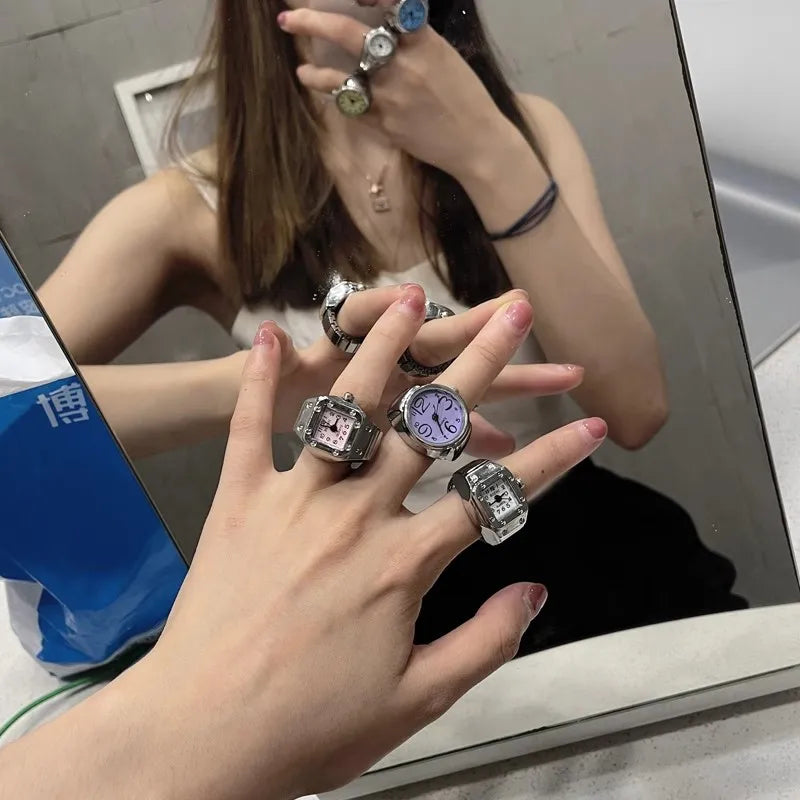 Fashion Rings Finger Watches for Women Men 2025 Fashion Party Quartz Watches Unisex Couple Rings Jewelry Gifts