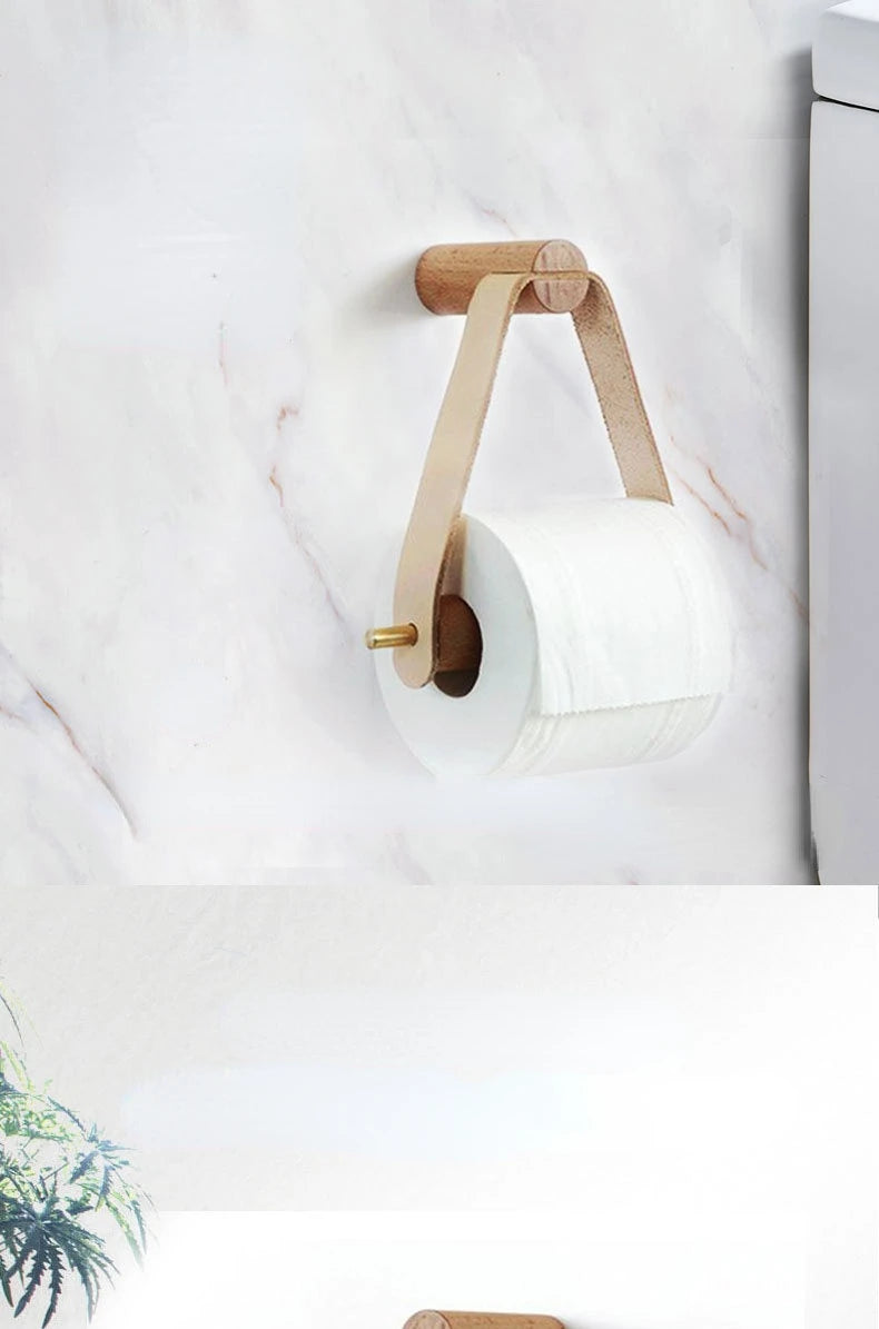 Kitchen Vertical Tissue Holder Tilet Wooden Wall Paper Roll Holder Creative Nordic Bathroom Perforated Tissue Holder