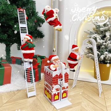 Electric Climbing Santa Claus Christmas Ornament Festive Decoration for Kids Gift Shopping Mall Holiday Scene Display