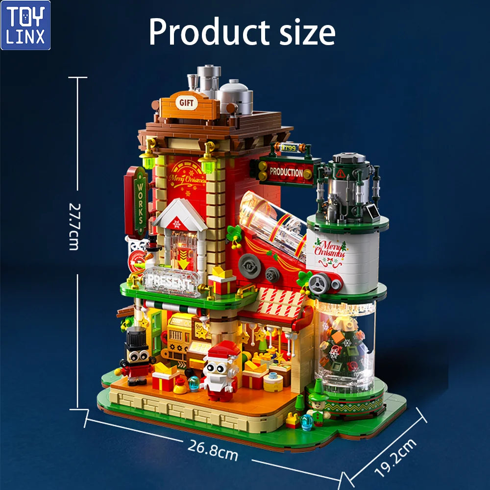 2782 PCS Christmas DIY Building Blocks Sets Ornaments Construction Blocking Factory Model Toys For Children Gifts with Led Light