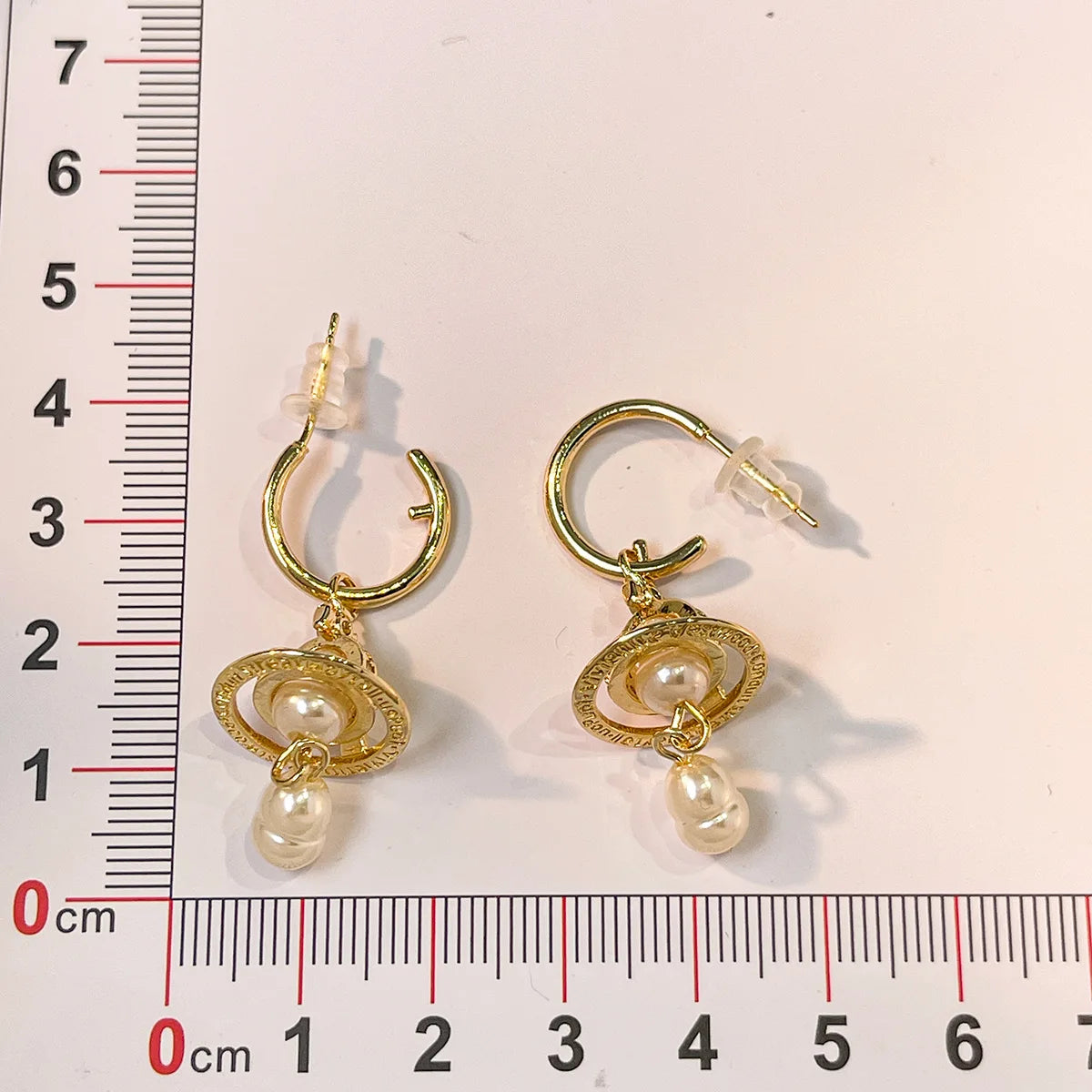 French Luxurious Personality Design Earrings Sweet Cool Style Women's Imitation Pearl Saturn Ear Jewelry High-End Feeling