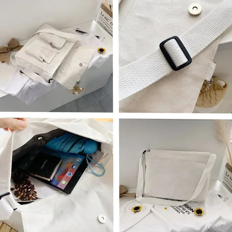 Canvas Messenger Shoulder Bag for Women & Girls
