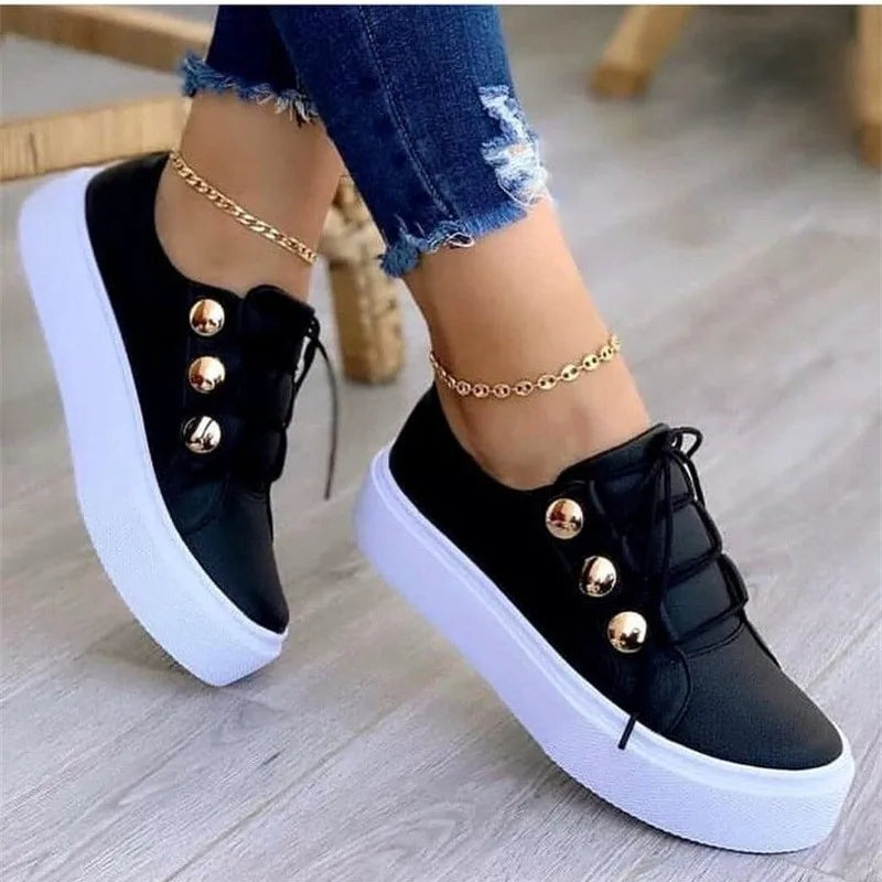 Women’s Platform Lace-Up Sneakers Non-Slip Casual Shoes