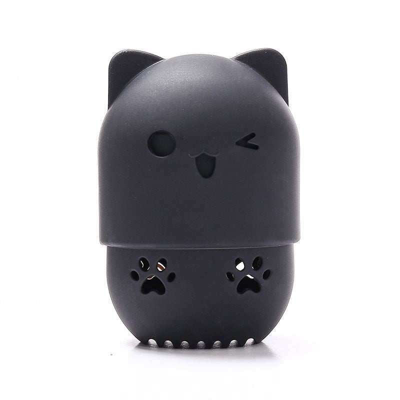 Pink Cute Cat Soft Silicone Cosmetic Sponge Box Holder with Beauty Eggs Portable Powder Puffs Holder Sponge Make Up Drying Cases