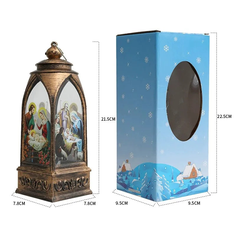 Christmas Decorations LED Lights Golden Arch Lantern Night Light Religious Jesus Retro Ornaments Festive Atmosphere Enhancer
