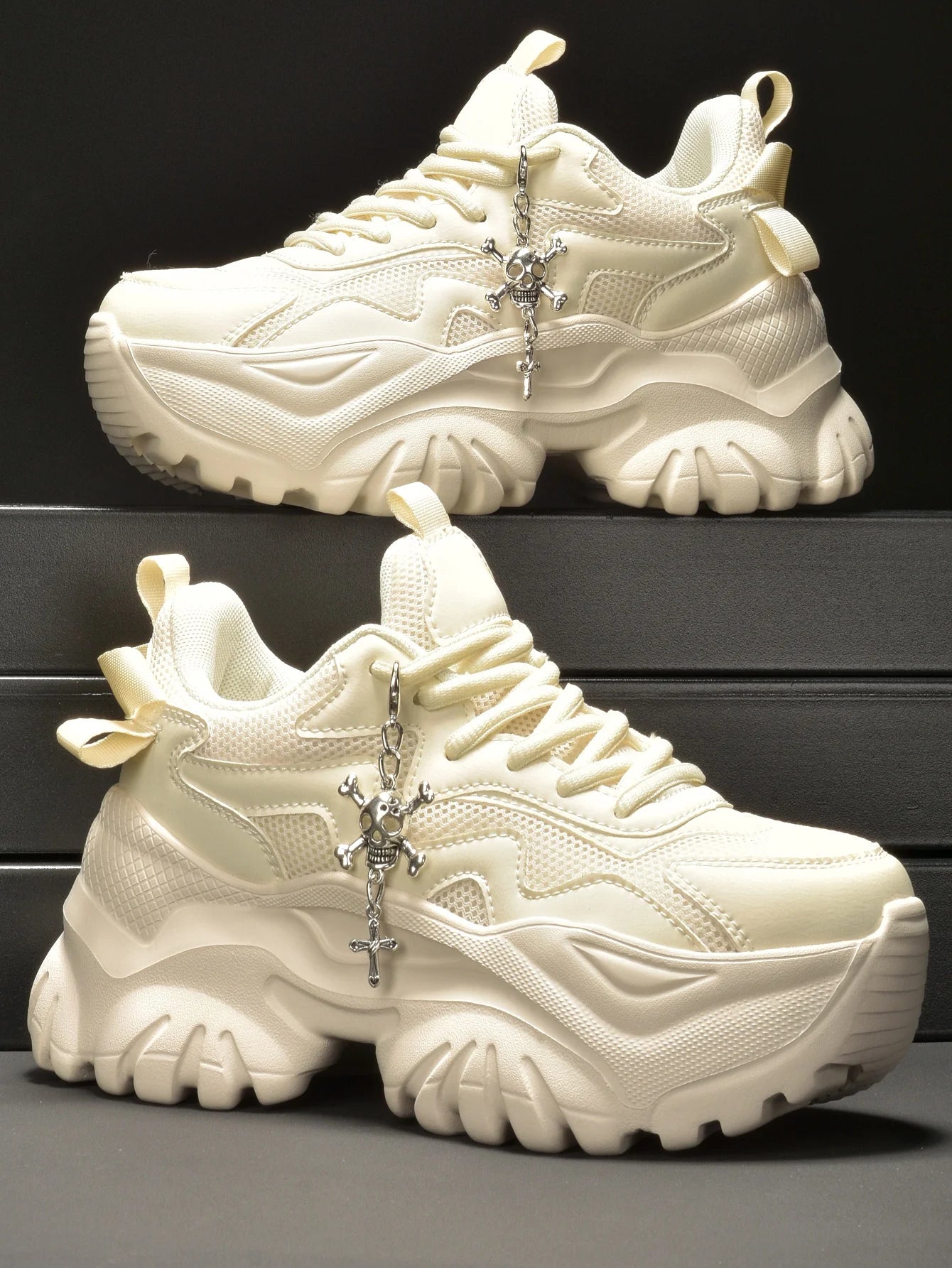 Women’s Punk Platform Sneakers Lace-Up High Heel Shoes