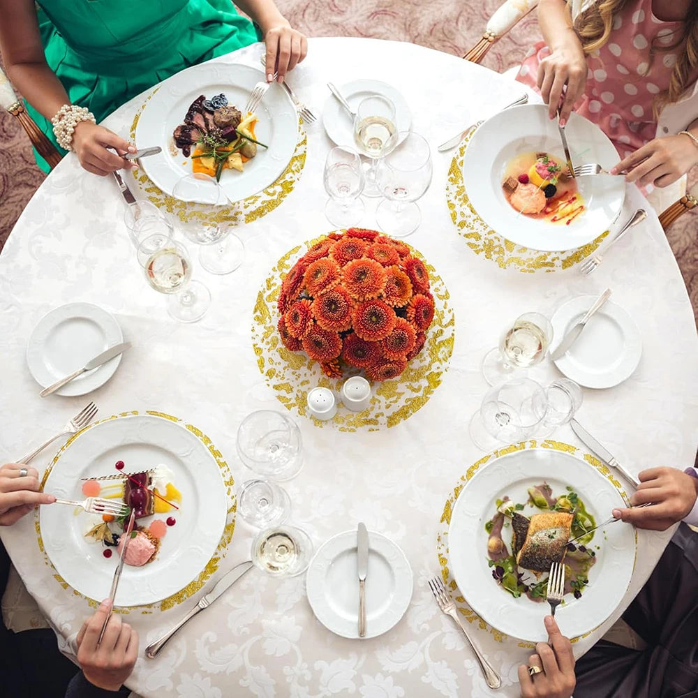 12pcs 13in Disposable Gold Placemats Set Birthday Party Decoration Gold Foil Placemats Wedding Graduation Baby Shower Decoration