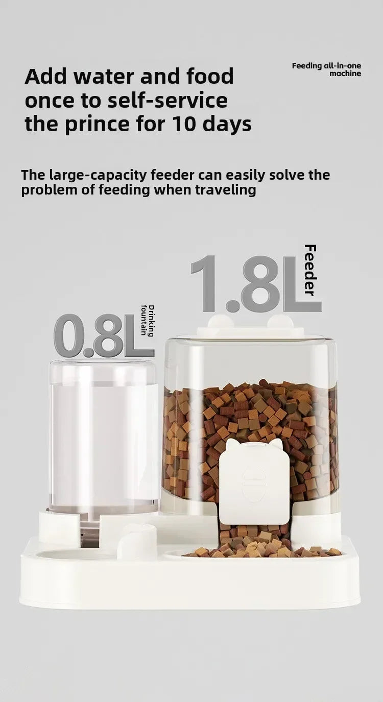 Cat feeder, dog and cat basin, equipped with water dispenser bowl, automatic recycling utensil, universal pet products