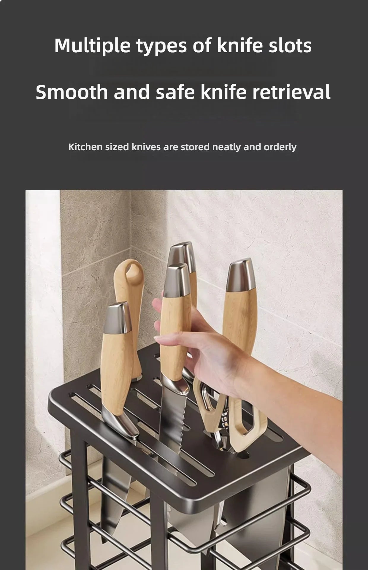 Kitchen Tabletop Storage Rack Knife Holder Stand Waterproof Hollow Storage Rack Kitchen Utensil Organizer Holder Accessories