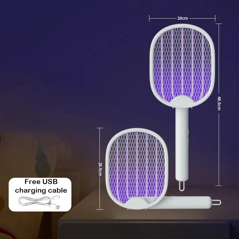 Foldable Electric Mosquito Swatter Safety Mesh USB Rechargeable Child Lock Portable for Travel Camping Indoor Outdoor Zapper