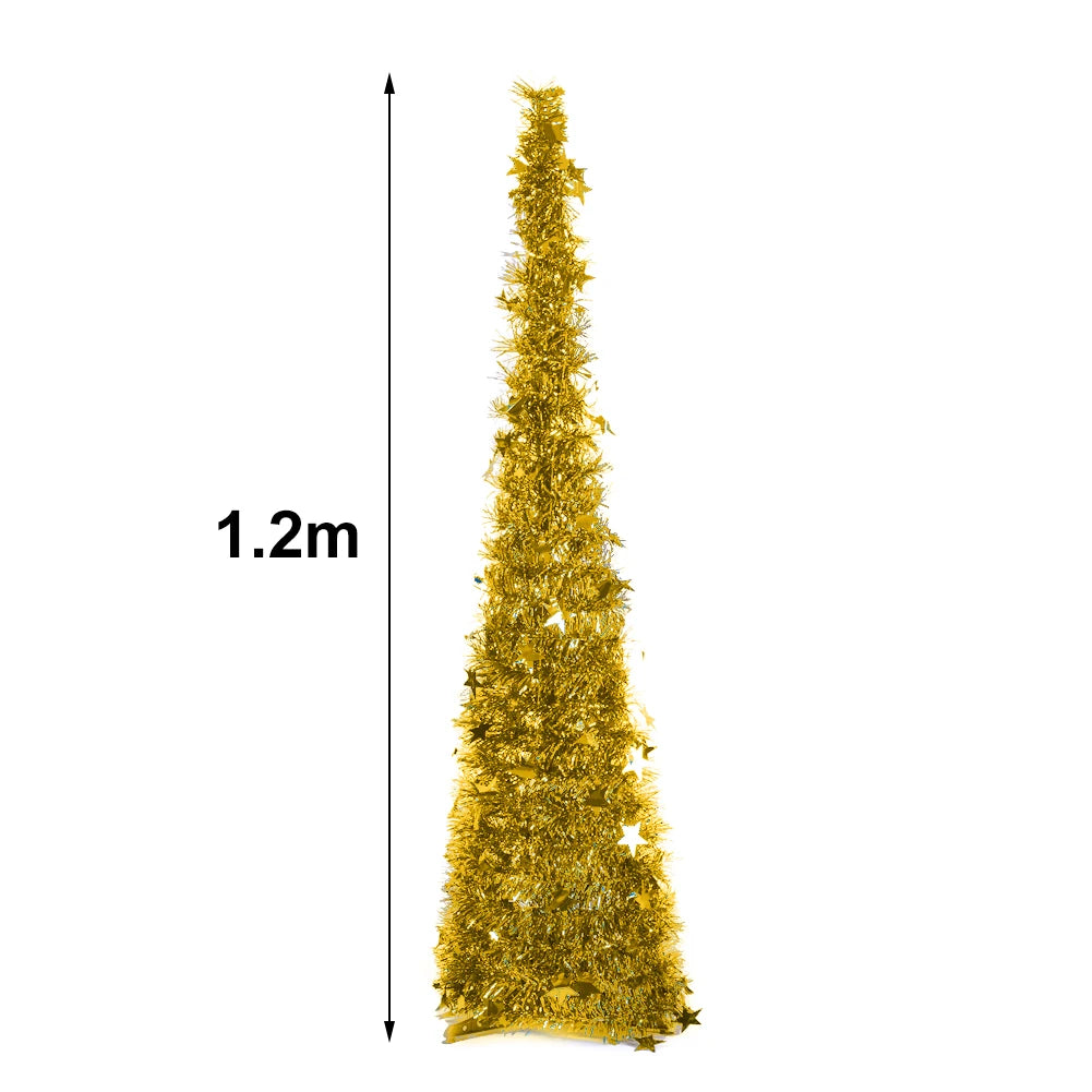 Voltsify Collapsible 1.2M Pop Up Tinsel Christmas Tree with Base