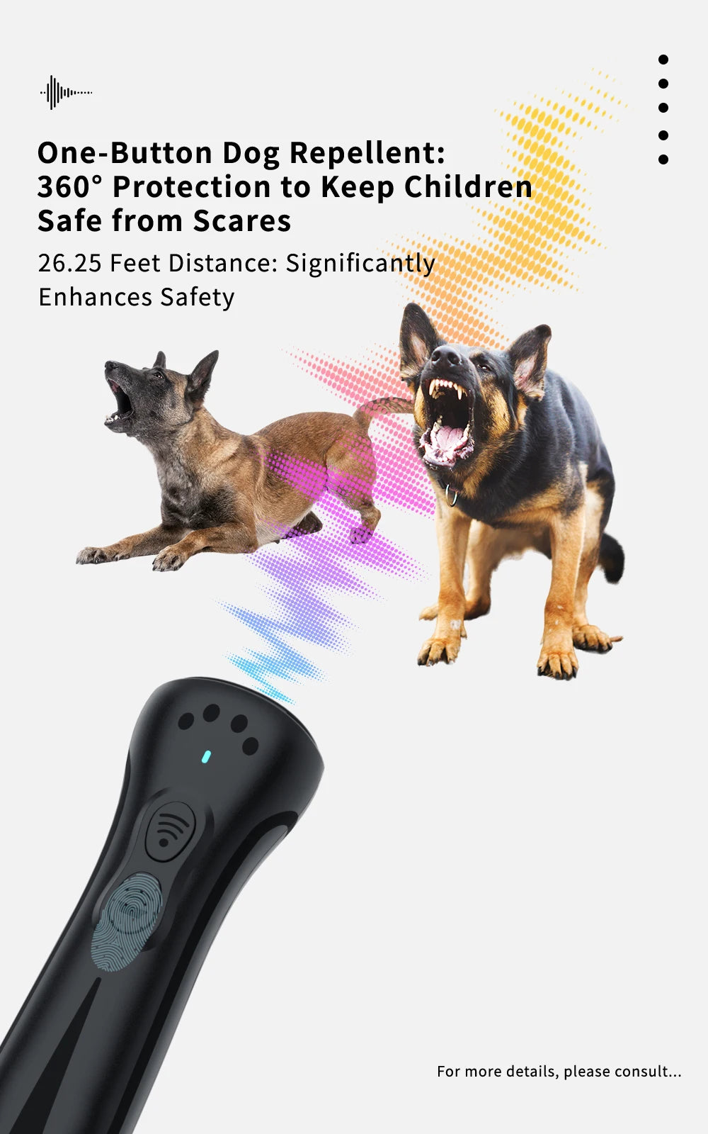 Ultrasonic Dog Repeller Portable Dog Repellent Dog Trainer With LED light Type-C Fast Charging Dog Anti Bark Deterrent Anti Bark