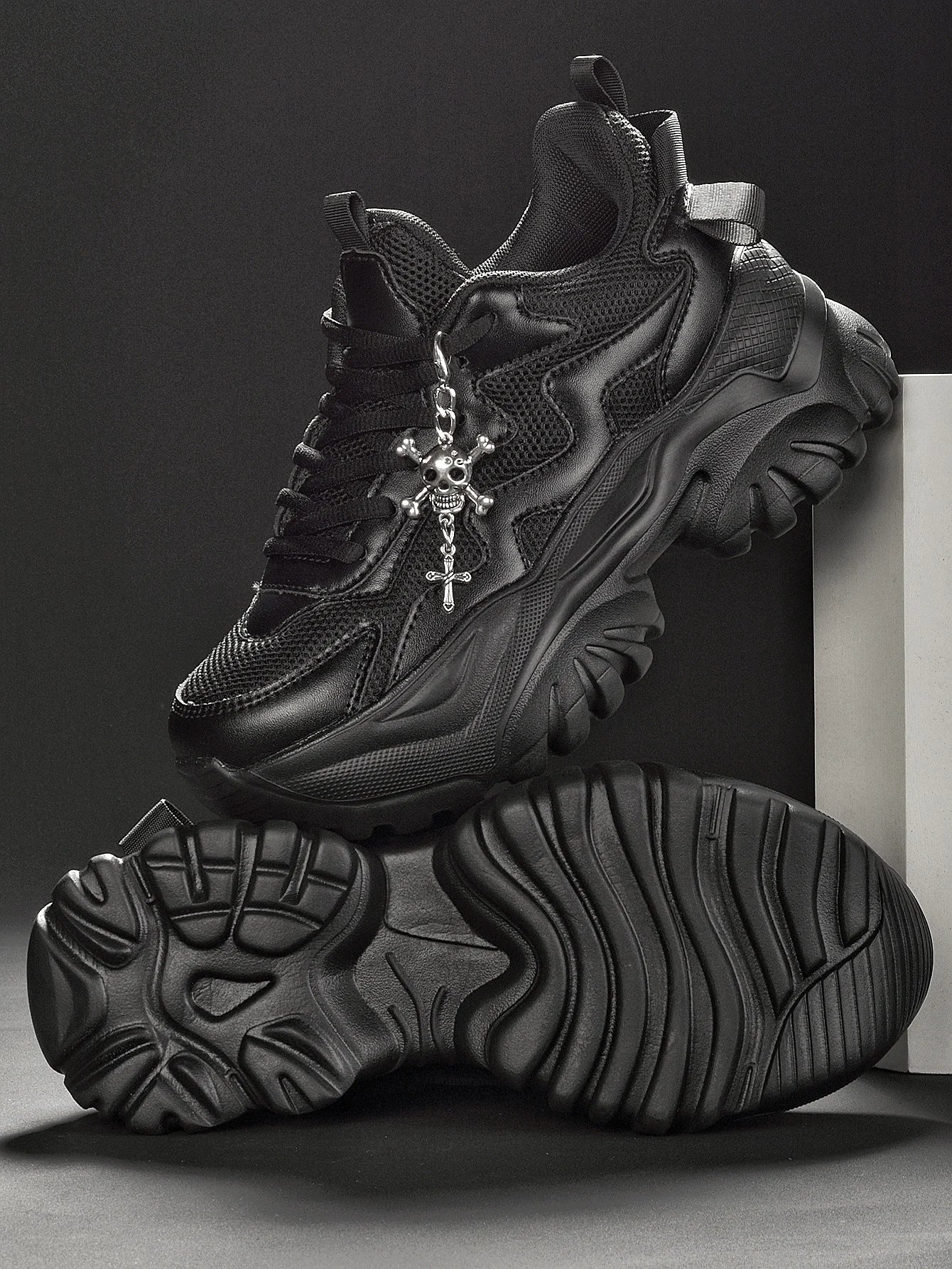 Women’s Punk Platform Sneakers Lace-Up High Heel Shoes