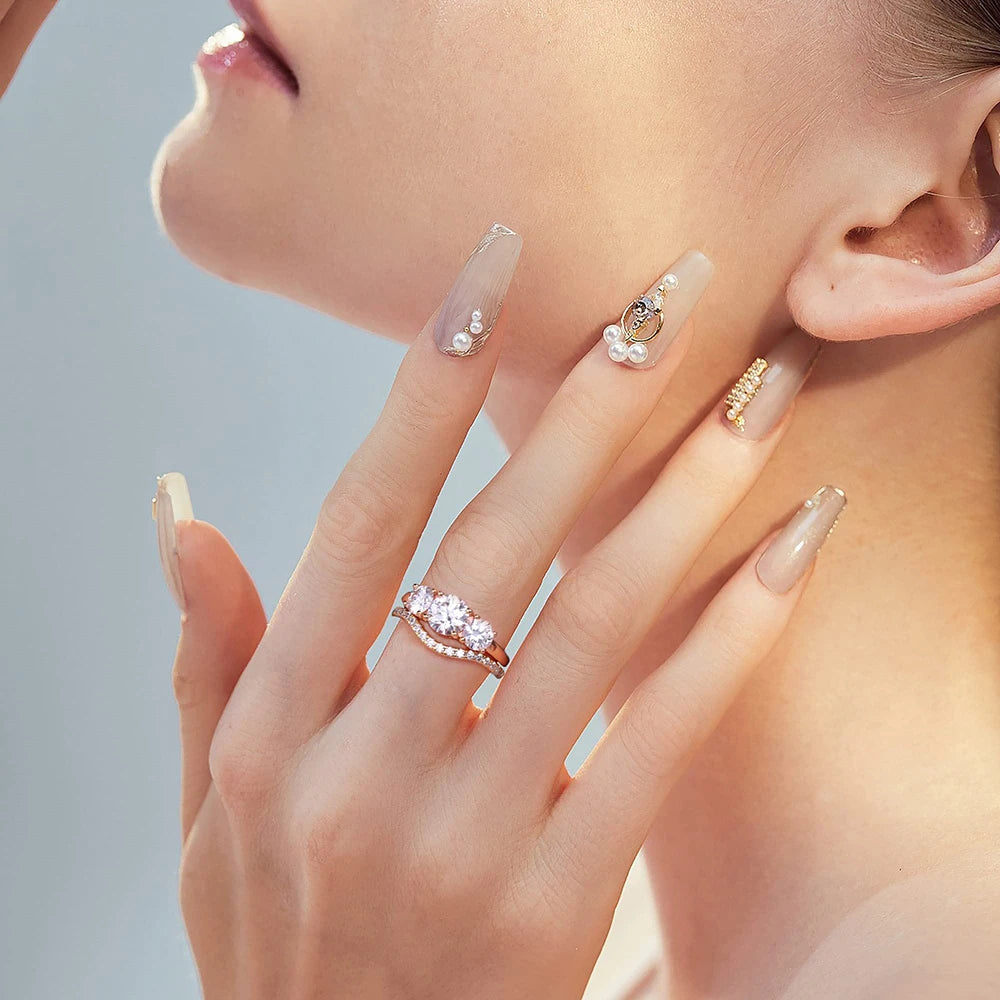 4Carat Moissanite Diamond Engagement Ring with Certificates 925 Sterling Silver Three-Stone Wedding Band for Women Fine Jewerlry