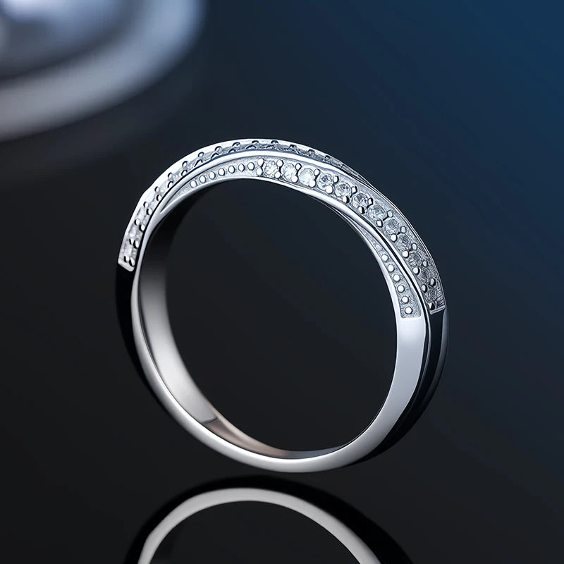 100% Pass Diamond tester Pen Moissanite Ring Matching Wedding Diamond Band for Women 925 Sterling Silver Female Single Tail Ring