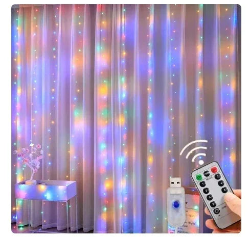 Christmas Lights Curtain Garland Merry Christmas Decorations For Home Christmas Ornaments Xmas Gifts Navidad 2024 New Year Decor