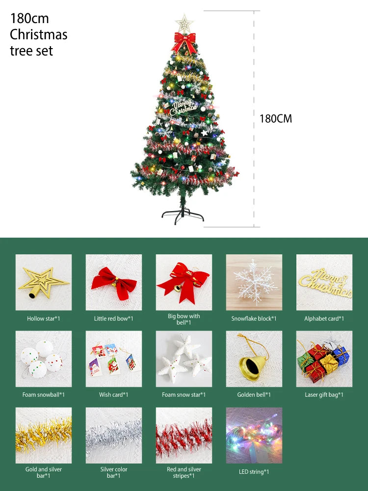 Hot Sale 150/180/210cm Christmas Tree Home Decoration PVC Artificial Xmas Ornaments Small Christmas Tree Party New Year 2025