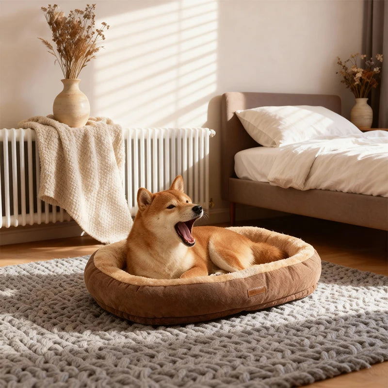 Winter Calming Plush Pet Bed for Cats Dogs