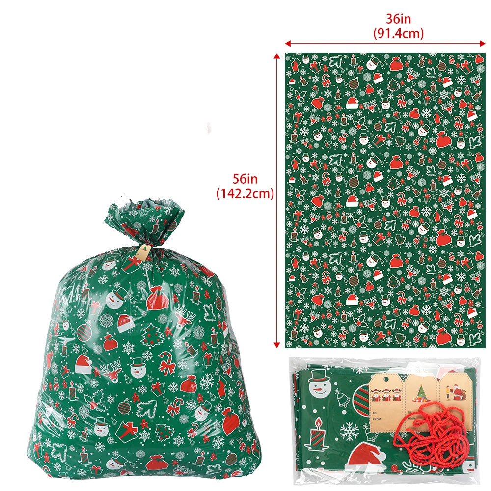 36x56in Merry Christmas Big Candy Bag Santa Santa Claus Gift Bag Snowflake Christmas Decorations For Home New Year Noel Present