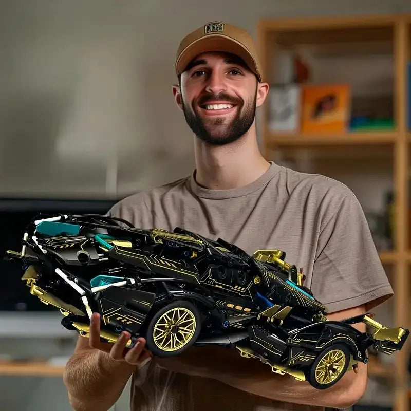 V12 Sports Car Building Blocks 1690-Piece Set