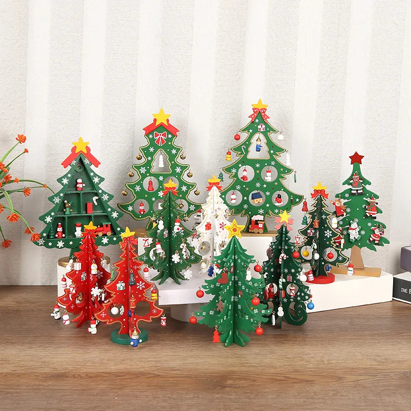 Christmas Tree Children's Handmade DIY Stereo Wooden Christmas Tree Scene Layout Christmas Decorations Ornaments Hot