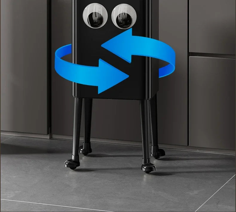 Kitchen Eye-Catching Garbage Can High-Standing Trash Bin Stylish Home Living Room Roller Creative Mobile Bedroom Bin