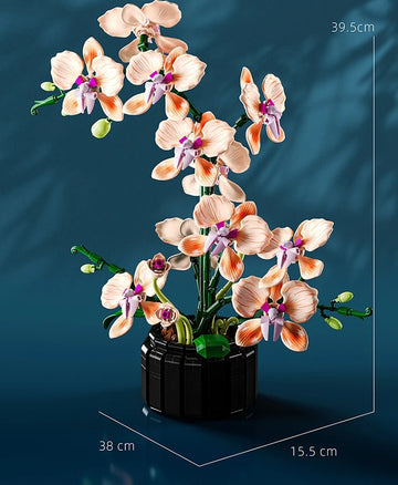Simulation Flowers Building Block Toy Eternal Potted Plant Butterfly Orchid Bouquet  Bricks Home Ornament Toy for Girls Mom Gift