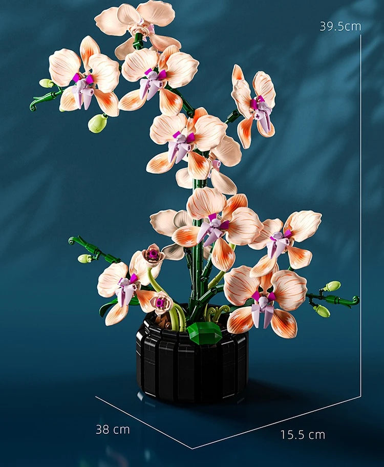 Simulation Flowers Building Block Toy Eternal Potted Plant Butterfly Orchid Bouquet  Bricks Home Ornament Toy for Girls Mom Gift